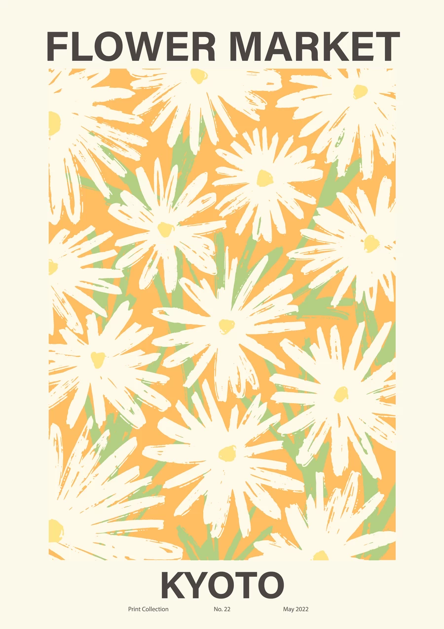手绘小清新北欧花朵植物花卉插画海报封面画芯装饰AI矢量设计素材【011】